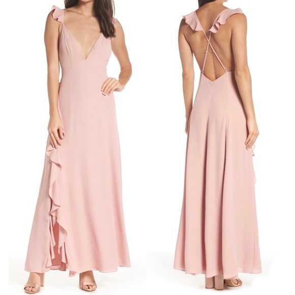 Fame and Partners Dresses & Skirts - FAME AND PARTNERS Blush Open Back Gown